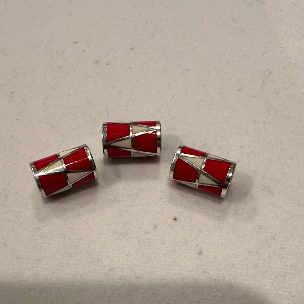 Brighton Red , white and Silver Bead Charms